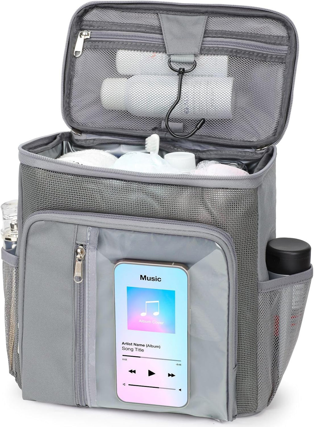 F-color Shower Caddy Portable for Dorm - Shower Bag Fits Full-Size Bottles
