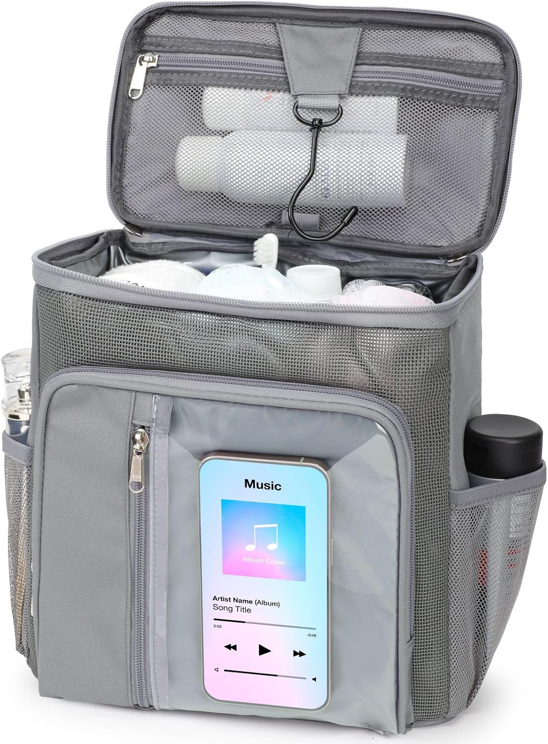 F-color Shower Caddy Portable for Dorm - Shower Bag Fits Full-Size Bottles