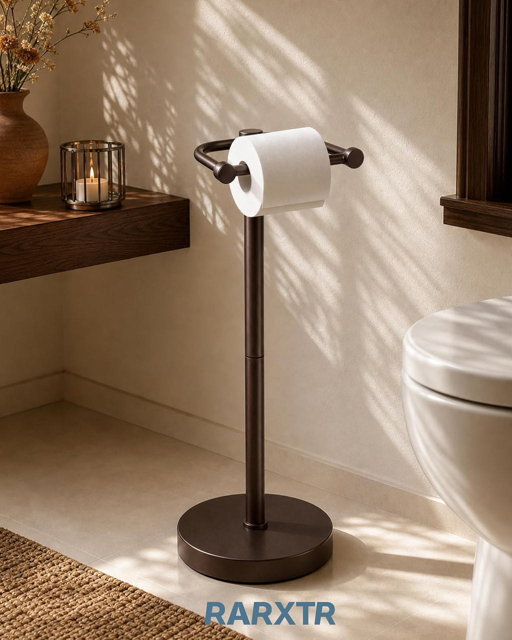 RARXTR Toilet Paper Holder Stand with Heavy Stable Base No Tipping Bronze