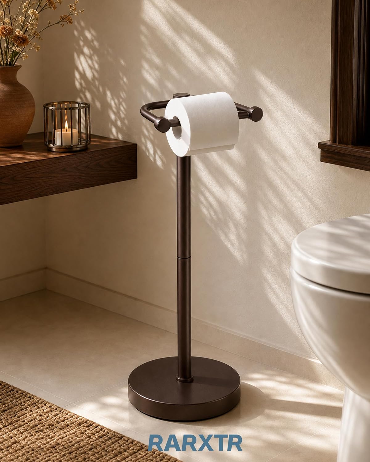RARXTR Toilet Paper Holder Stand with Heavy Stable Base No Tipping Bronze