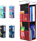 ABRA® 2 Shelf Hanging Locker Organizer for School, Work, Gym, Storage | Deep Shelves 6.5”x 9”| Eco-Friendly Fabric Healthy for Children (Black/Red)