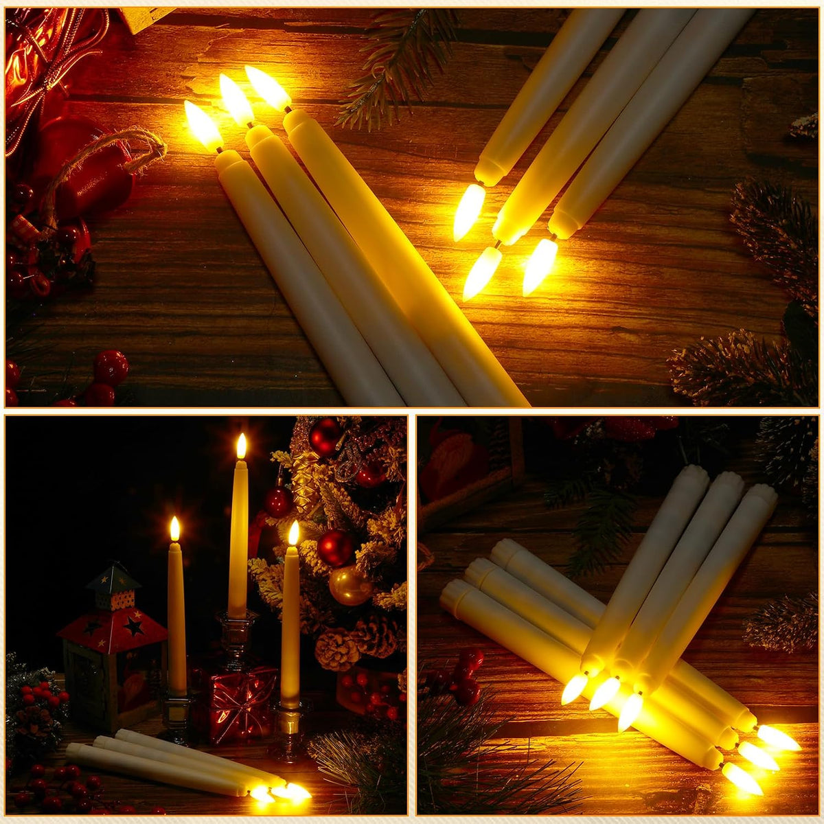 Baquler 50 Pcs Flameless Taper Candles Bulk Battery Operated, 8.5 Inch
