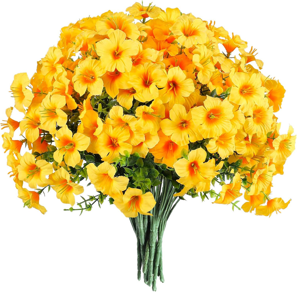 10pcs UV Resistant Faux Petunia Outdoor Flowers,Orange