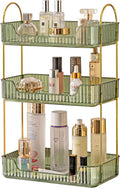 Akinbas 3 Tier Bathroom Organizer Countertop Makeup Perfume Tray Skincare Organizer for Bathroom Dresser Vanity (Green)