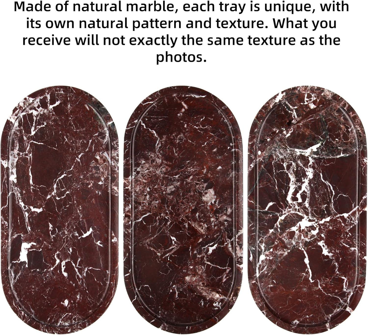 Oval Marble Bathroom Vanity Tray, Rosso Lepanto, 12" x 6" x 0.8"