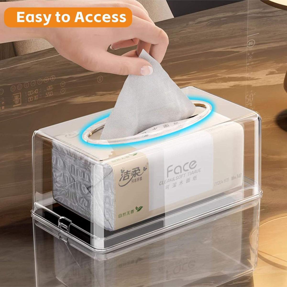Cq acrylic Tissue Box Holder,Clear Tissue Box Cover Rectangle for Kleenex Tissue Cube Box,Napkin,Facial Tissue Dispenser Box Case for Countertop,Bathroom,Kitchen,Home,Office,10.2x5.5 Inch