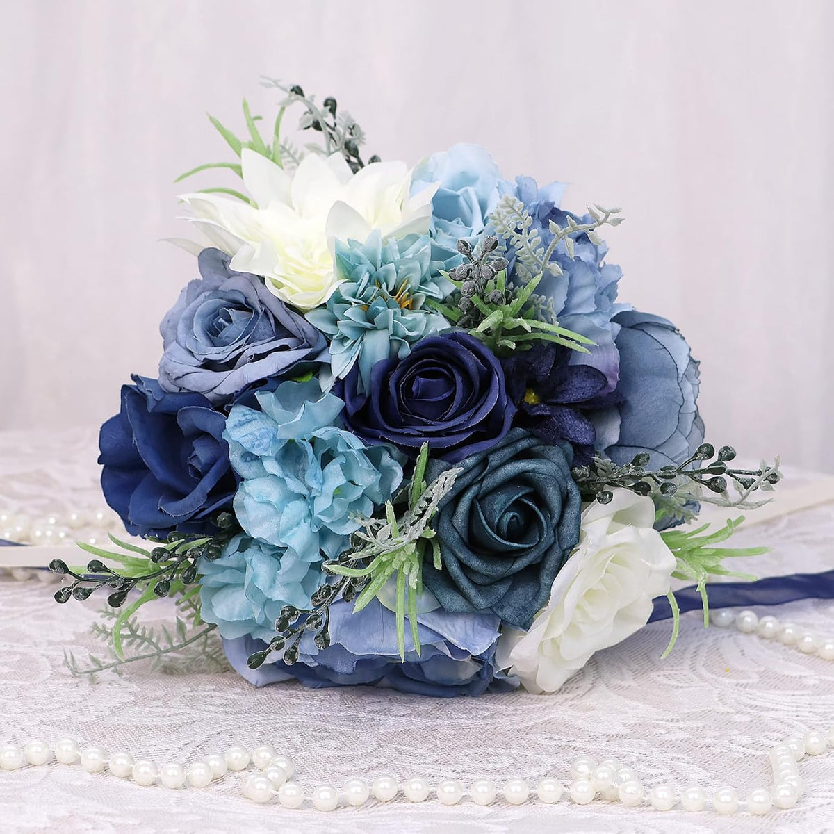 Set of 4 Bridesmaid Bouquets for Wedding - Artificial Flowers Bouquets for Bridesmaids Small Floral Ceremony Anniversary Centerpieces Decorations - Wildflower，9 Inch