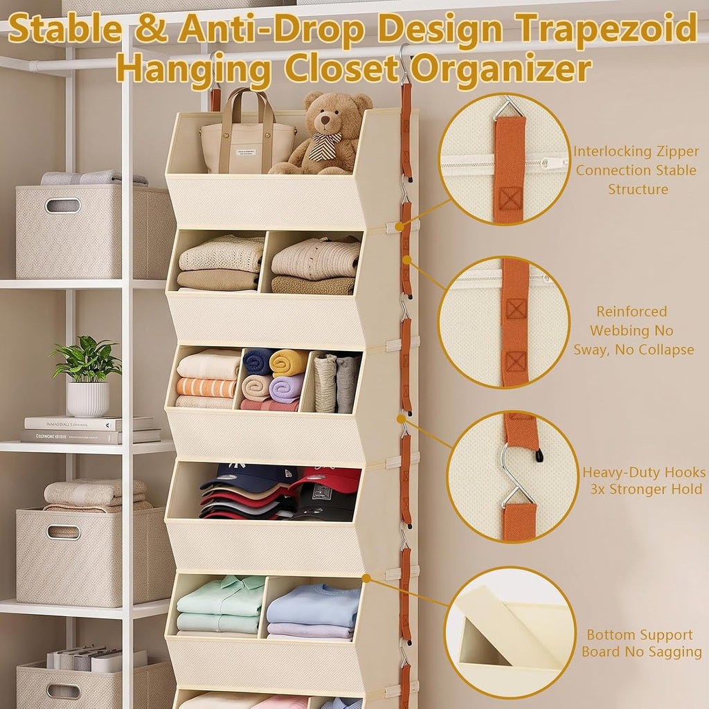 Hanging Closet Organizer Extra Large for Dorm and Bedroom