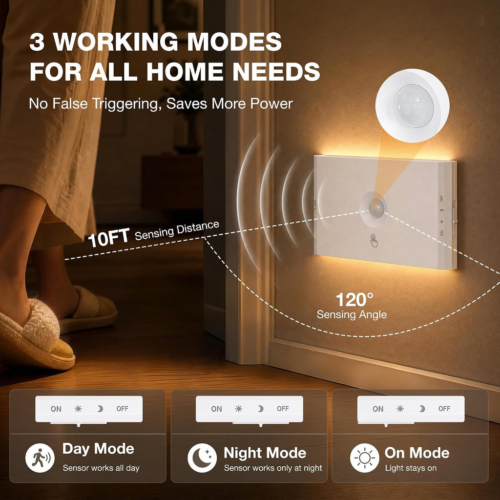 Stair Lights Indoor Motion Sensor, 4 pack Rechargeable Night Light,4 Black