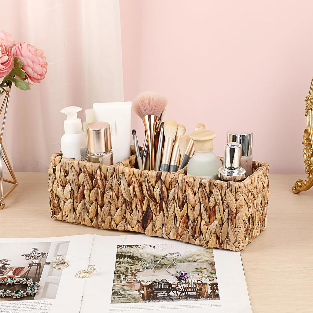 BTSKY Handwoven Remote Control Holder for Table, Natural Water Hyacinth
