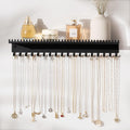 Wall Mounted Necklace Holder with Shelf, Wall Jewelry Organizer, Black