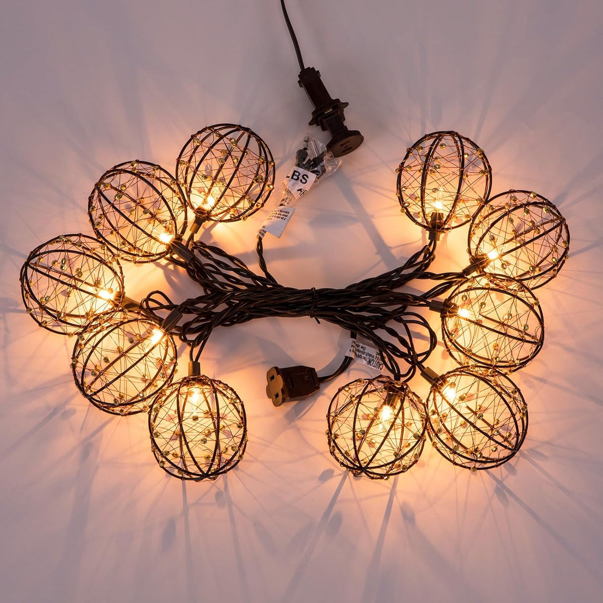 Outdoor Decorative Patio String Lights, Beaded Copper Wire Ball Style Lantern Lights, Connectable Weather-Resistant Indoor Outdoor Novelty Whimsical Light for Home Pergola Bedroom Porch Party Backyard