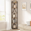 6 Tier Corner Shelf Stand, 78" H Tall Corner Bookshelf, Rustic Brown