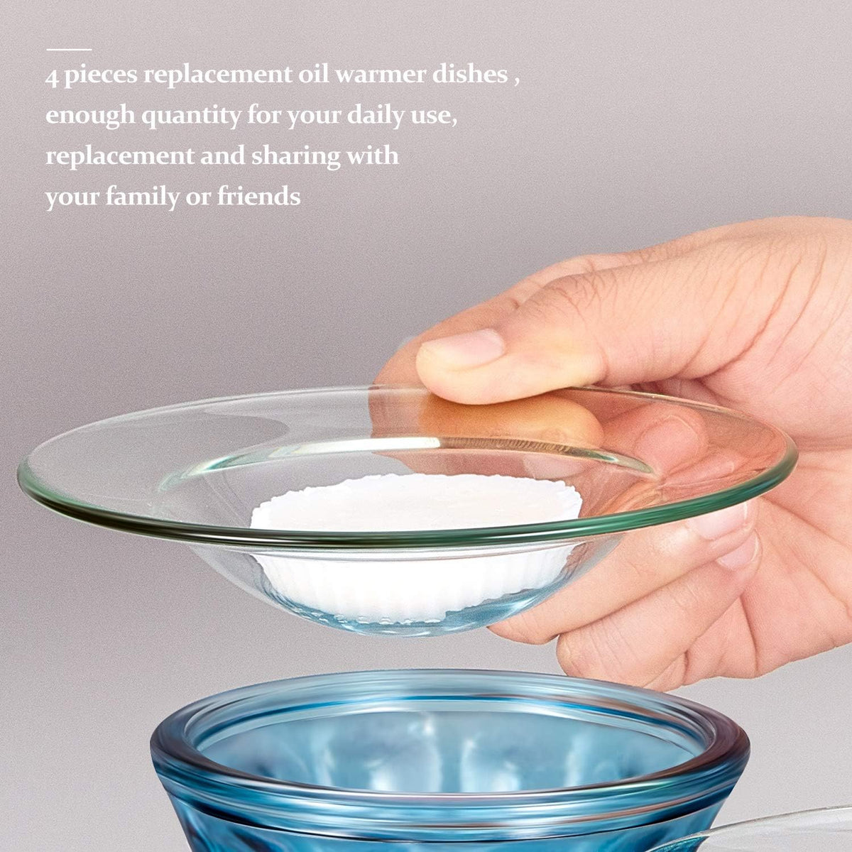 Patelai 4 Pieces Replacement Wax Warmer Dish, 4.5 Inches Round Glass Plate