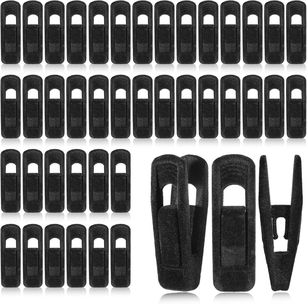 Black Velvet Hangers Clips, 40 Pack Strong Finger Clips Velvet Pants Hanger Velvets Clip Skirt Hanger Clip for Thin Velvets Clothes Suit Hangers