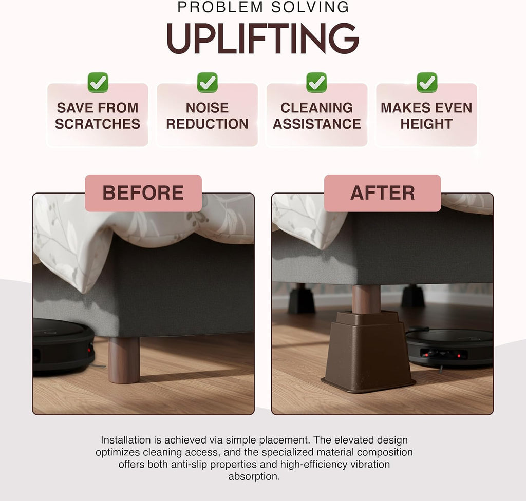 Utopia Bedding Adjustable Bed Risers 3 & 5 Inch, Brown, 4-Pack
