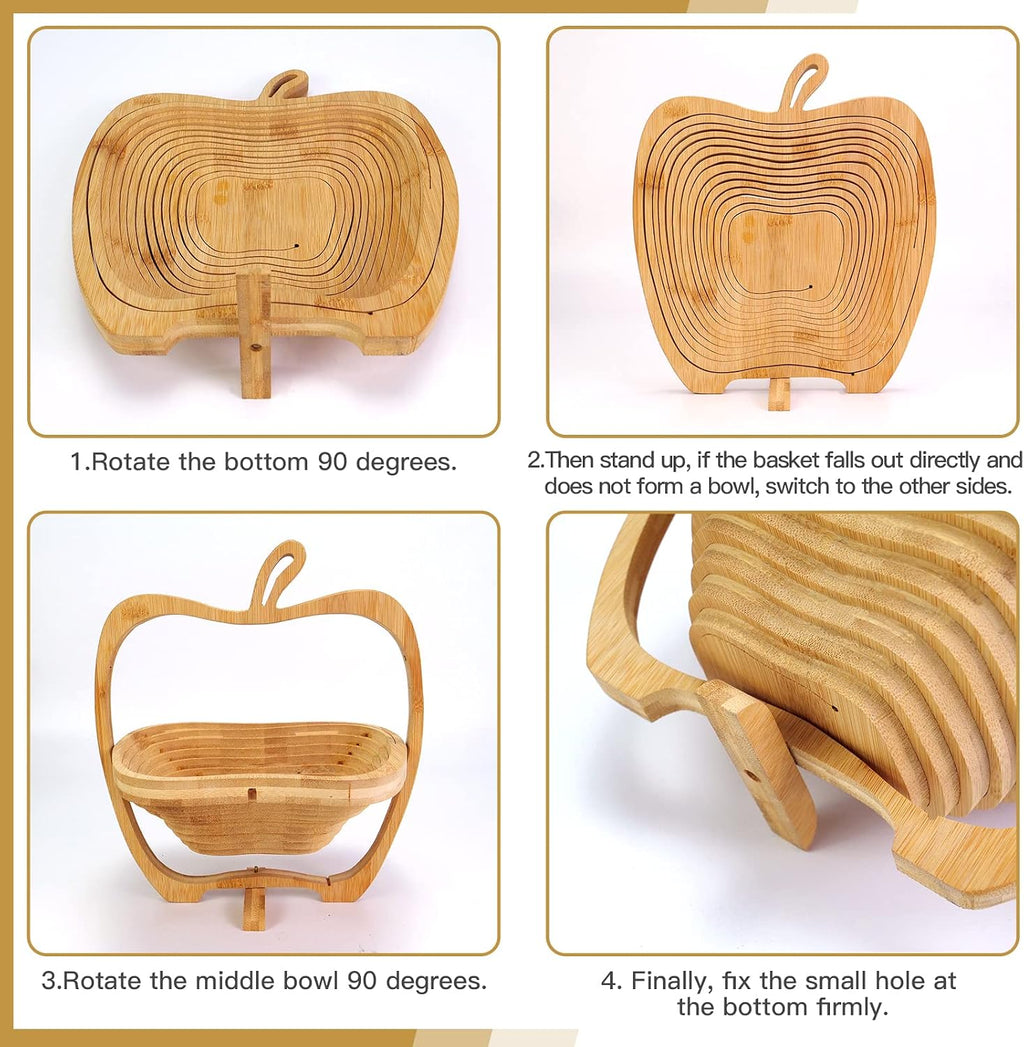 MYOSOTIS Foldable Fruit Basket Gift Snack Box Apple shape fruit bowl holder and Dried fruit basket For Halloween Holiday Party Christmas Decoration (Apple02)