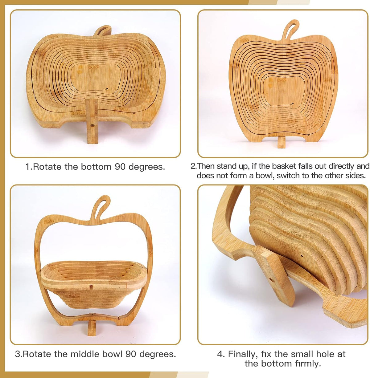 MYOSOTIS Foldable Fruit Basket Gift Snack Box Apple shape fruit bowl holder and Dried fruit basket For Halloween Holiday Party Christmas Decoration (Apple02)