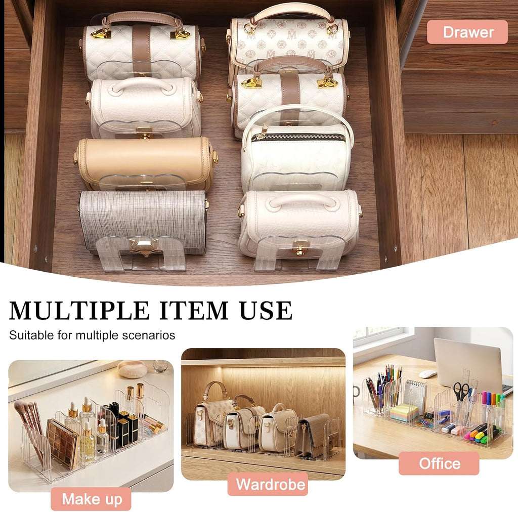8-Slot Adjustable Purse Organizer for Closet, Clear