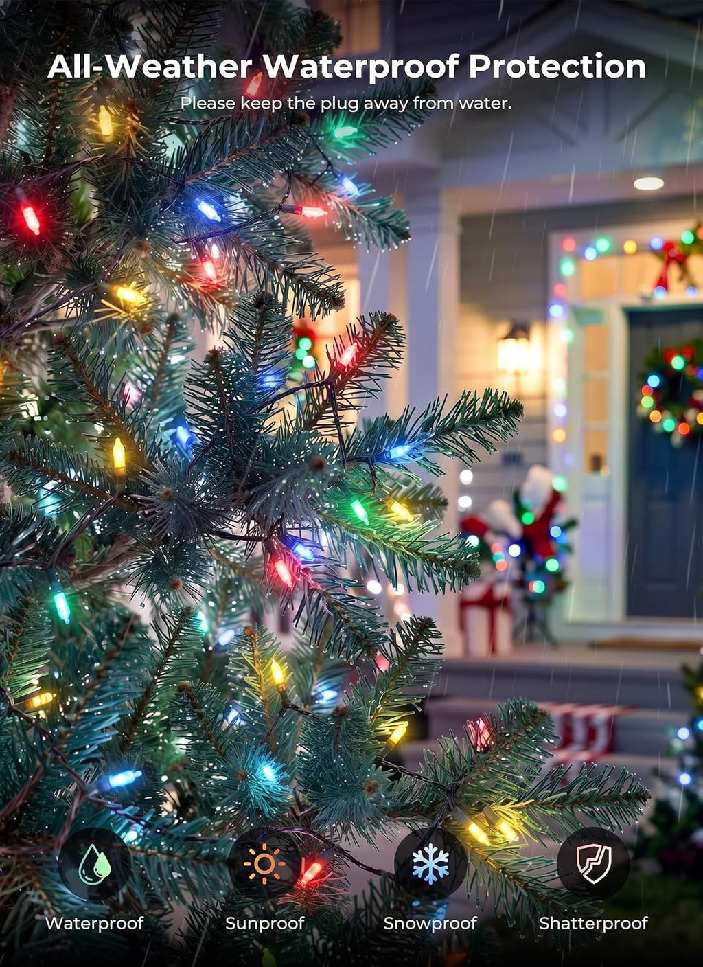 39Ft 100 LED Christmas Mini Lights, Multicolor Christmas Tree Lights Indoor