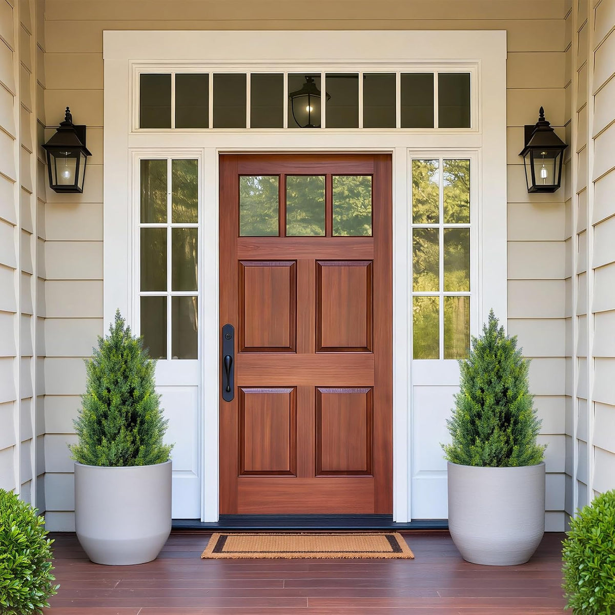 2 Pack 3FT Artificial Cedar Topiary Trees with Ground Spike, Realistic Fake Plants Tree UV Resistant Artificial Plants Indoor Outdoor Faux Plants Evergreen Bushes Shrubs for Porch Garden Office