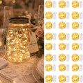 24 Pack Fairy Lights Battery Operated, 7ft 20 LED Warm White Mini String Lights, Waterproof Silver Wire Firefly Lights for Mason Jars Wedding Christmas Party Bedroom Indoor Outdoor Decoration