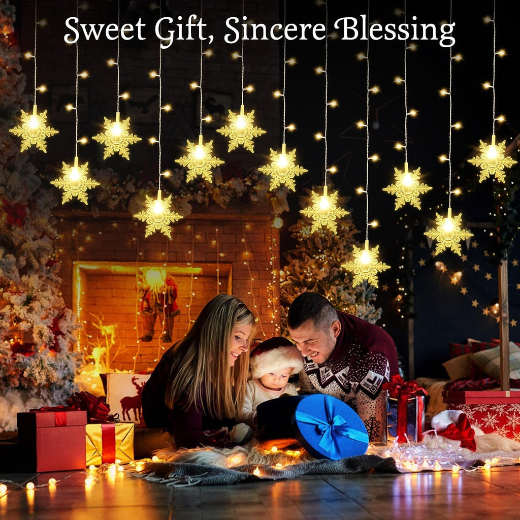 Lewondr 90 LED Christmas String Curtain Lights with 6H Timer & 8 Modes
