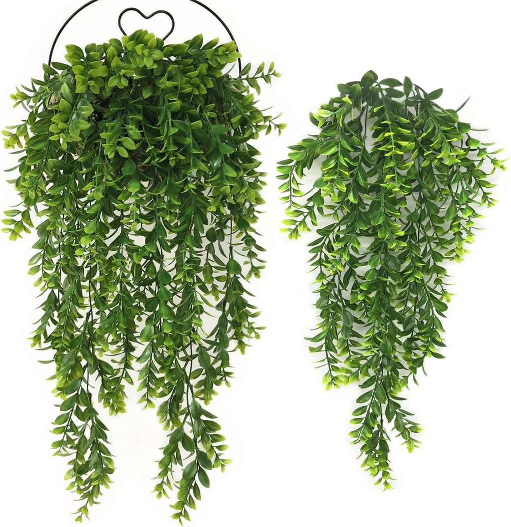 Artificial Hanging Plants, Fake Hanging Vines Plastic Greenery Garland Faux Ivy Leaves Vine Flowers for Outdoor Decor Indoor Home Garden Christmas Party Wedding DIY Bedroom Wall Decorations, 4 Pack