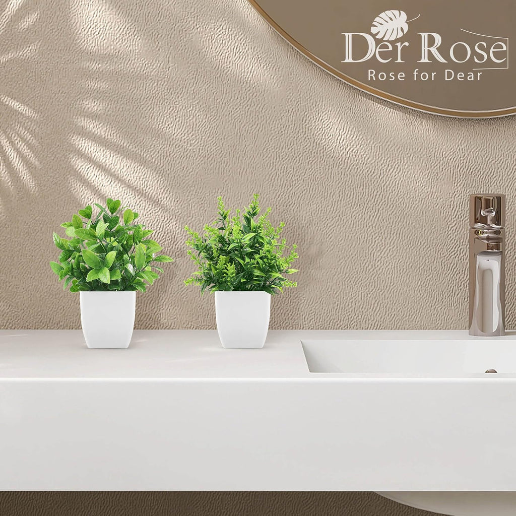 Der Rose 2 Pack Fake Plants Small Faux Plants Indoor for Office Desk Decor
