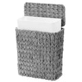 Coeusy Wicker Trash Can with Lid & Liner, Small Bathroom Waste Basket, Grey