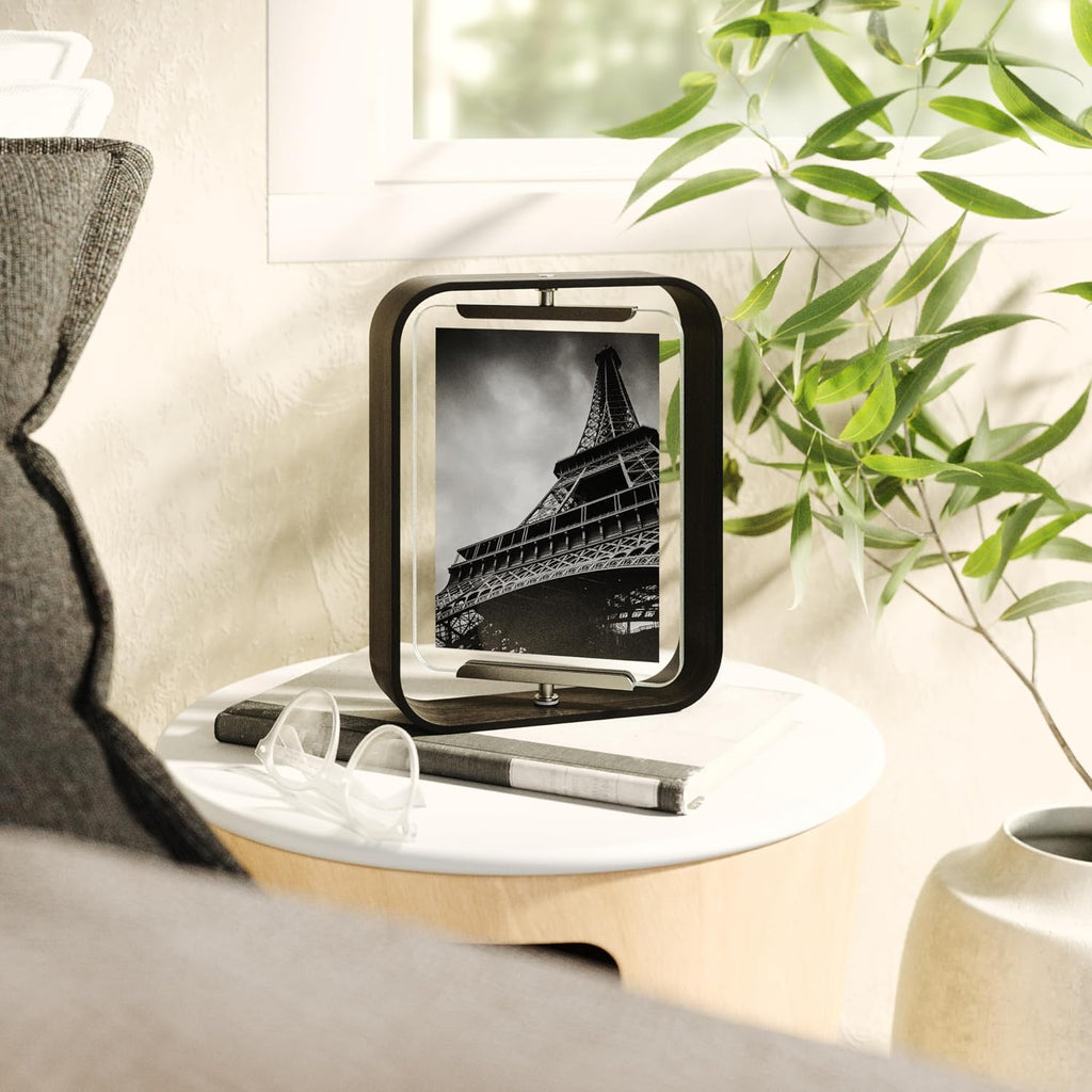 Umbra Bellwood Desk Picture Frame, Rotating Double Sided, 5x7, Black