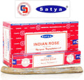 Satya Indian Rose Incense Sticks 180 gm (15GM X 12 Pack) from Satya Sai Baba Nag Champa and Raajsee Incense Sticks Holder Bundle, Free from Chemicals,Natural Insenses