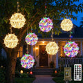 4Pack 11.9" Christmas Light Ball Outdoor, Warm White & Multicolor
