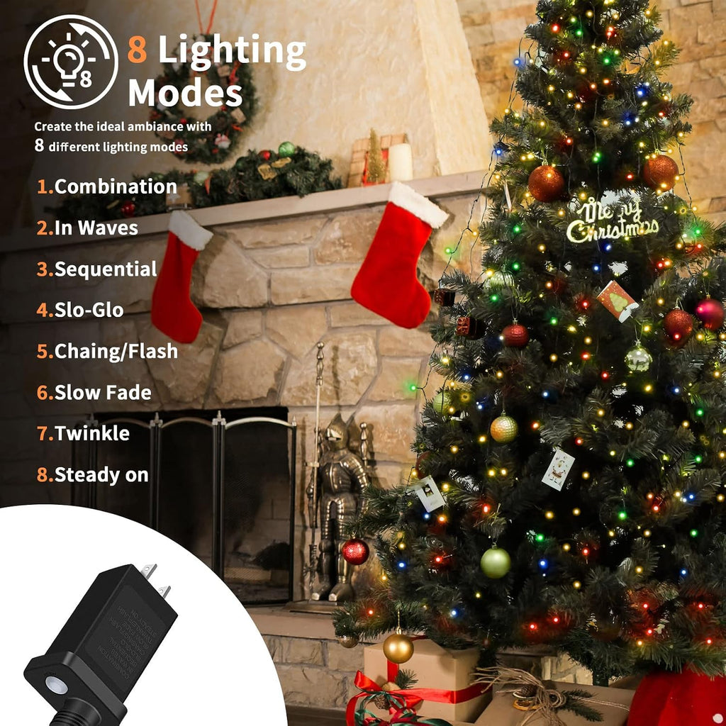 BOLWEO Christmas Tree Lights, 280LED 8 Lines Christmas Lights for Tree 8 Modes for 6ft-7ft Christmas Tree, UL Certified Indoor Outdoor Christmas Decorations 8 * 6.6ft Drops Multi-Color