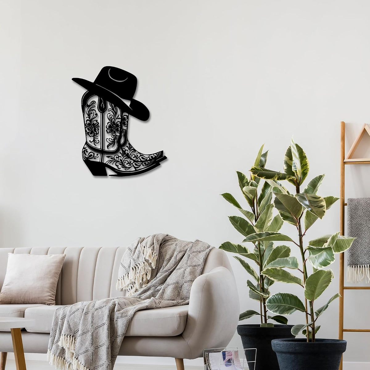 Rajukit Cowgirl Boot Hat Metal Wall Decor for Home
