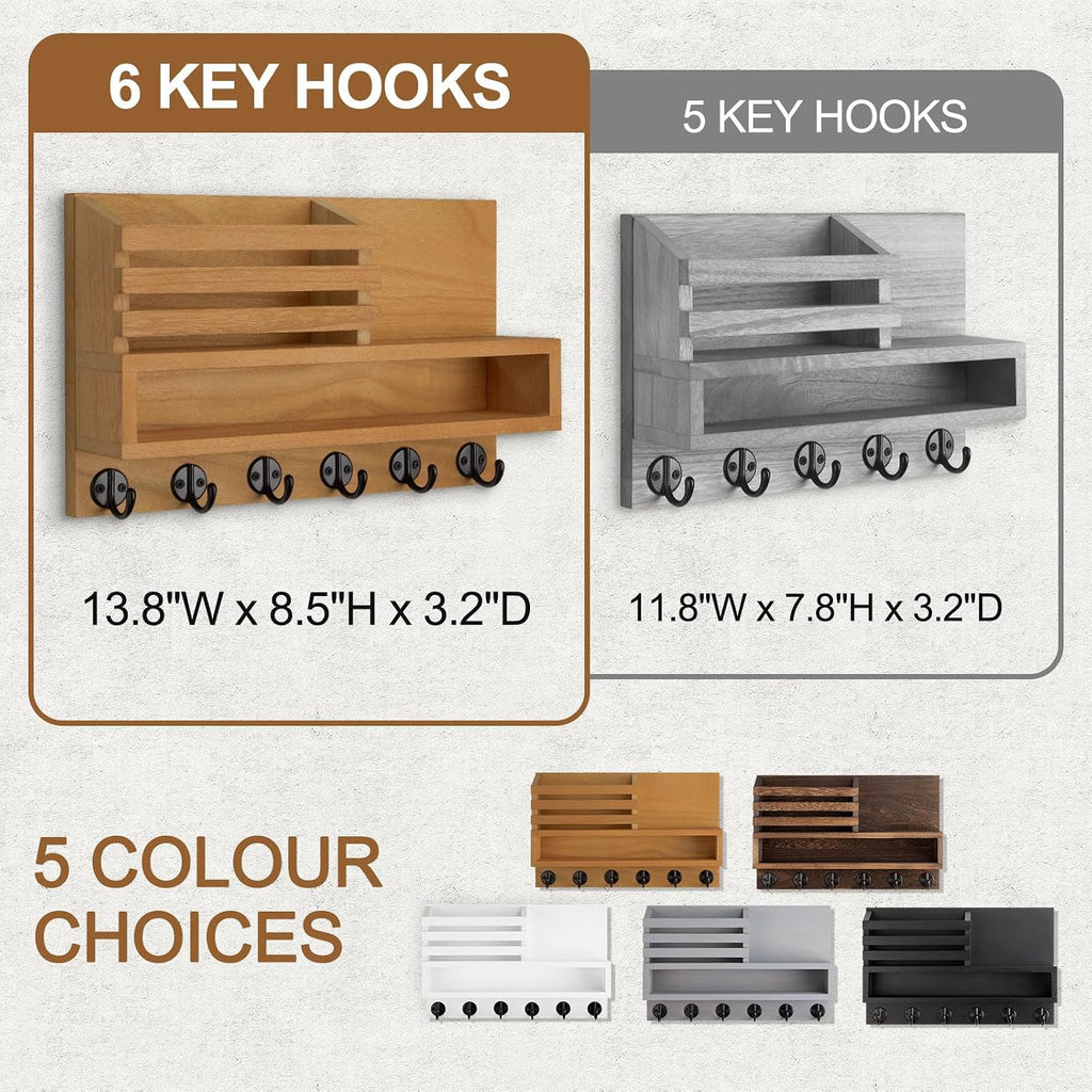 Key and Mail Holder Wall Mount, Key Holder with Long Storage Box