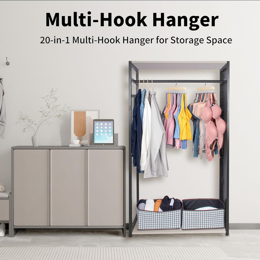 Bra Hangers for Closet Organizer,Tank Top Hanger with 20 Hooks,Space Saving Wooden Adjustable Hangers,Closet Organizers and Storage Suitable for Dorm,Apartments (2, Wood)