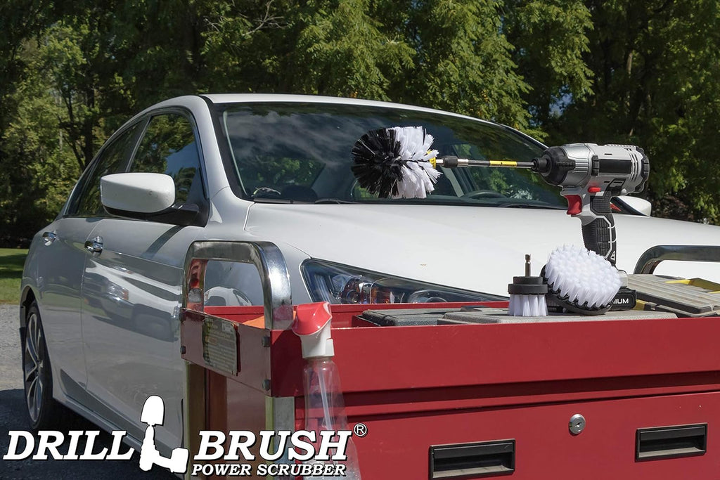 Drill Brush Car Washing and Detailing Power Brush Kit with Long-Reach