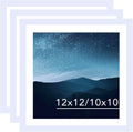 JCJMY 12x12 Picture Frame Set of 3 White with 10x10 Mat for 30 x 30cm Diamond Art Painting, Display Photo 12 x 12 Without Mat, Wall Hanging Large Frame with Plexiglass, 3 Pack
