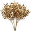 Artificial Golden Leaves Plants, Fake Shrubs Plastic Gold Decoration 4 Pack