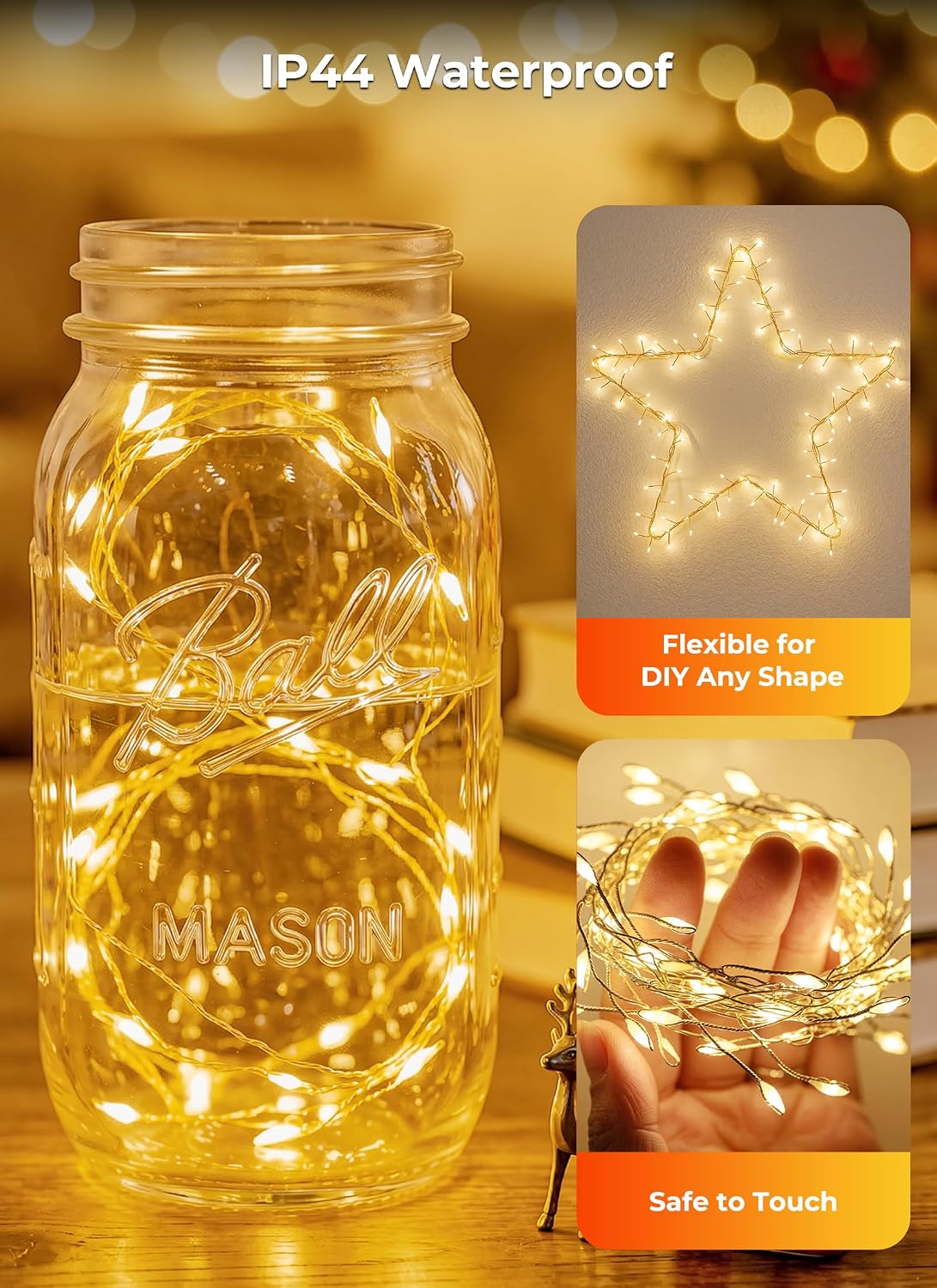 Brightown Battery Operated Fairy Lights,10 Feet 120 LEDs Warm White