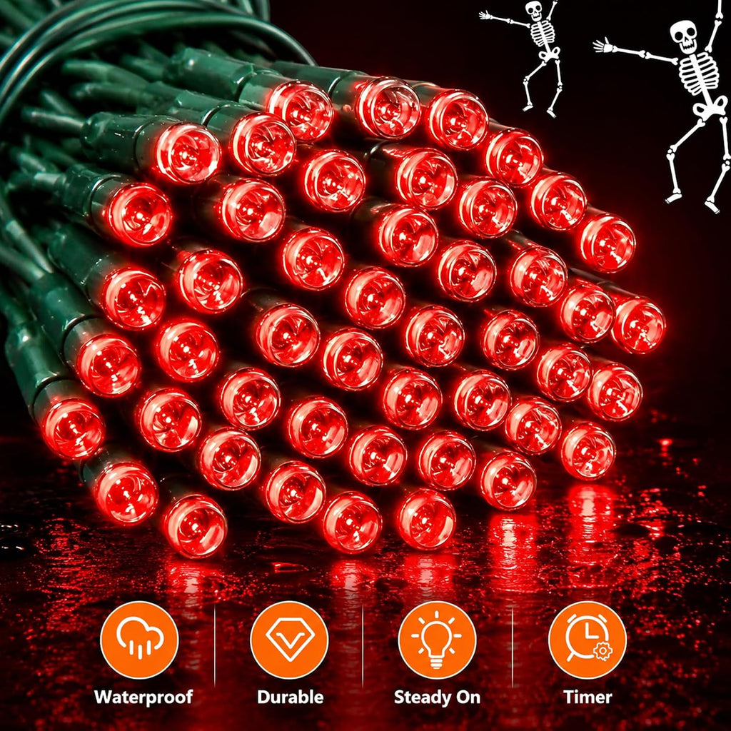 cshare Red String Lights Battery Operated, 16.4ft 50 LED Halloween Lights