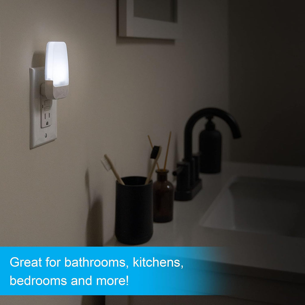 GE Plug in Night Light, Dusk to Dawn Sensor, Cool White 5000K, 4 Pack