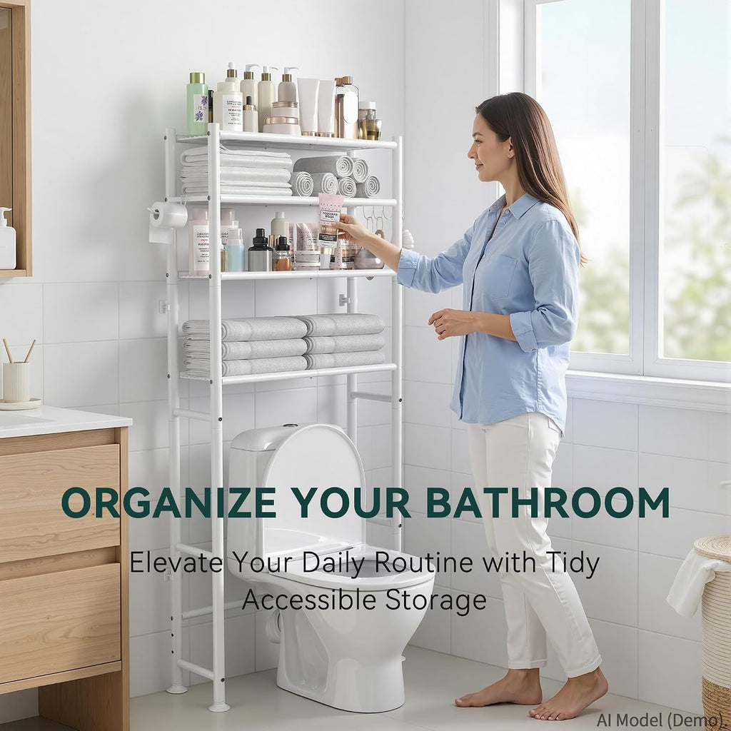 GloTika 4-Tier Over The Toilet Storage Shelves, White