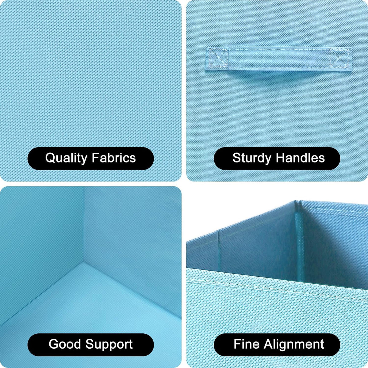 Fabric Storage Bins - 6 Pack Collapsible Cube Organizer for Closet, Shelves & Living Space, Pastel & Dark Color Options - Foldable Storage Boxes with Handles for Clothes (Blue, 11 inch)