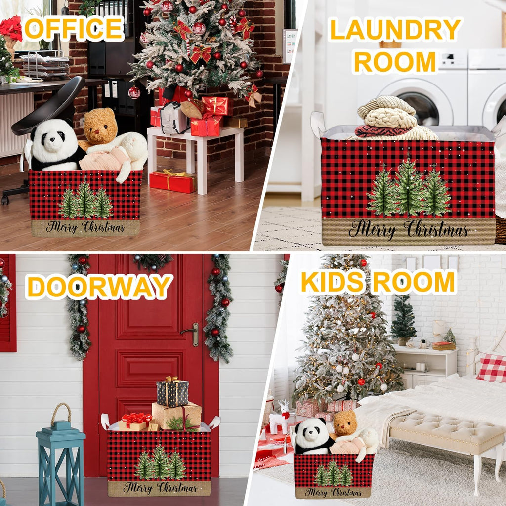 Merry Christmas HOLA Storage Basket, Snowman Waterproof Storage Box, Toy and Clothes Storage Box for Boys and Girls, Santa Christmas Gifts for Nursery, Christmas Winter Party Decoration Storage Cube