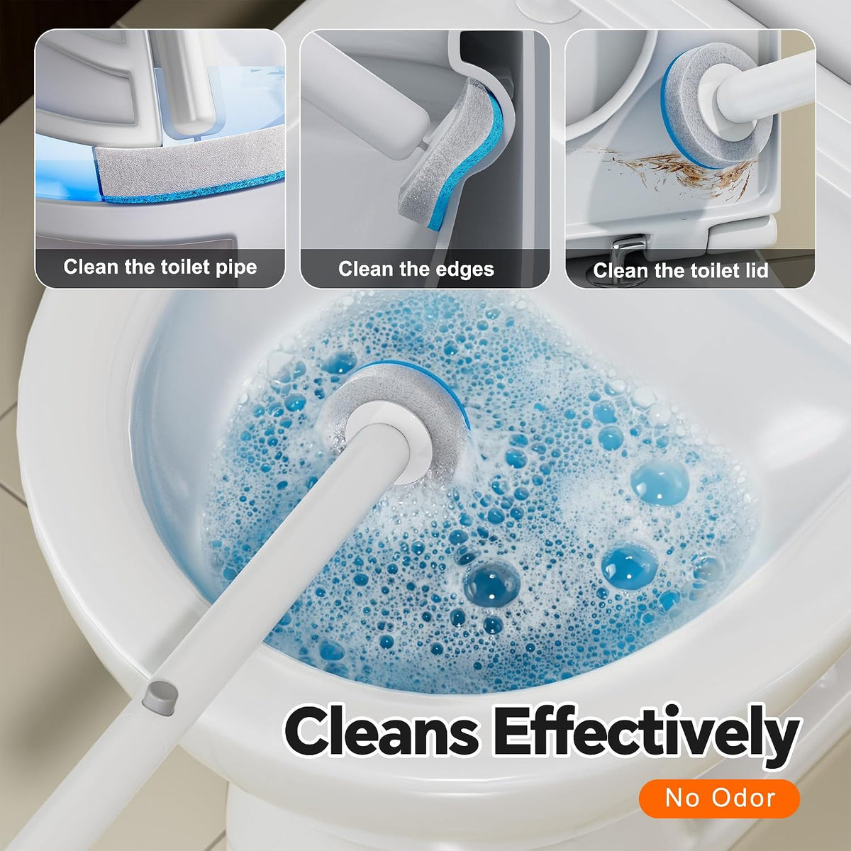 Small Bathroom Trash Can with Toilet Brush Set,36 Disposable Refills