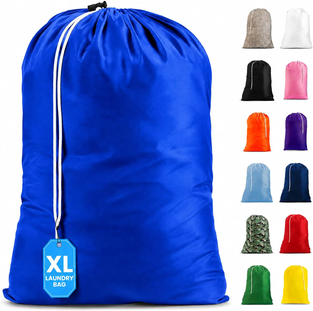 Handy Laundry Extra Large Heavy Duty Laundry Bag – 30" x 40" Durable Nylon, Locking Drawstring Closure, Machine Washable, Fits Laundry Basket, Travel & Dorm Dirty Clothes Organizer, Royal Blue