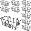 10 PCS Hanging Wire Baskets for Organizing - Hanging Metal Basket Storage with Wall Grid Panel, Rust-Resistant Iron for Kitchen Bathroom Home Decor (Black, 9x3.9x3 Inches)