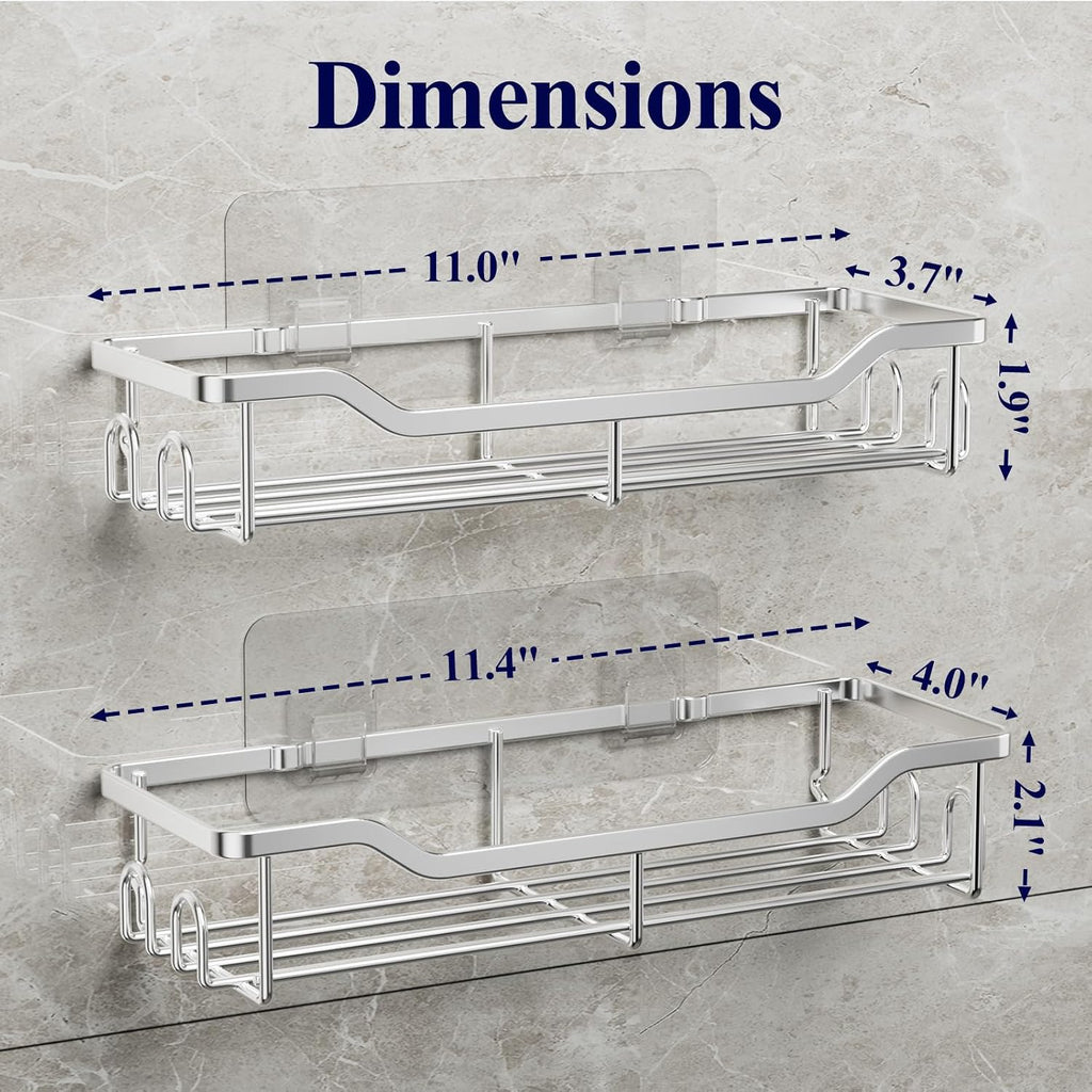 Kitsure Shower Caddy, Adhesive Shower Organizer, Large, Silver